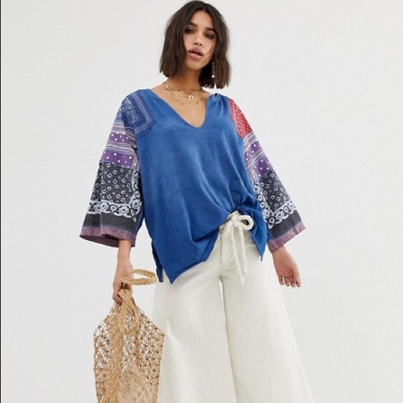 Free People Tops - NWT Free People Shibuya oversized patchwork tunic